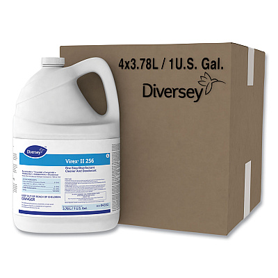 Diversey Virex II 256 One-Step Disinfectant Cleaner Deodorant Mint, 1 gal, 4 Bottles/CT (DVO04332)