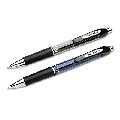 AbilityOne 7520015745971, SKILCRAFT VISTA Secure Gel Pen, Retractable, Medium 0.7 mm, Blue Ink, Translucent Blue/Black/Blue Barrel, 3/PK
