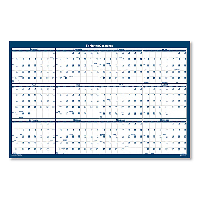 House of Doolittle Recycled Yearly Reversible Wall Calendar Non-Laminated, 24 x 37, White/Blue Sheets, 12-Month (Jan to Dec): 2026 (3990)