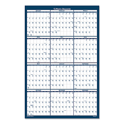 House of Doolittle Recycled Yearly Reversible Wall Calendar Non-Laminated, 24 x 37, White/Blue Sheets, 12-Month (Jan to Dec): 2026 (3990)