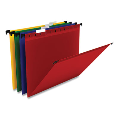 TRU RED Plastic Hanging File Folders, Letter Size, 1/5-Cut Tabs, Assorted Colors, 20/Box (TUD645587)
