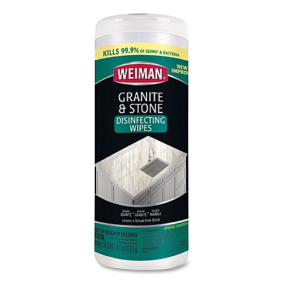 WEIMAN Granite and Stone Disinfectant Wipes, 1-Ply, 7 x 8, Spring Garden Scent, White, 30/Canister, 6 Canisters/Carton (WMN54A)