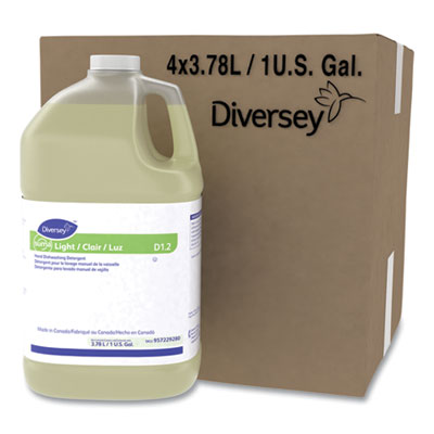 Diversey SUMA LIGHT D1.2 HAND DISHWASHING DETERGENT, CITRUS, 1 GAL CONTAINER, 4/CARTON (DVO957229280)