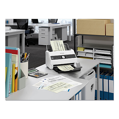 Epson DS-730N Network Color Document Scanner, 600 dpi Optical Resolution, 100-Sheet Duplex Auto Document Feeder (B11B259201)