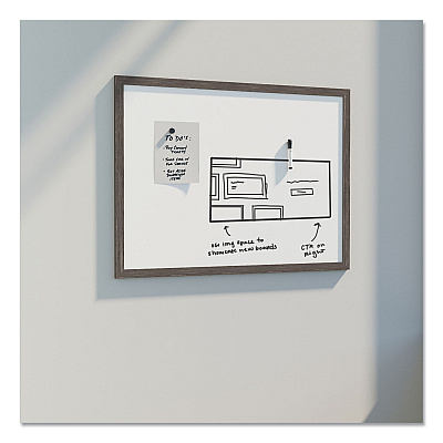 U Brands Magnetic Dry Erase Board with Rustic Frame, 35 x 23, White Surface, Brown Frame (UBR4890U0001)