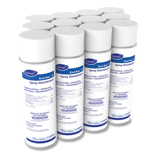 Diversey End Bac II Spray Disinfectant, Fresh Scent, 15 oz Aerosol Spray, 12/Carton (04832)