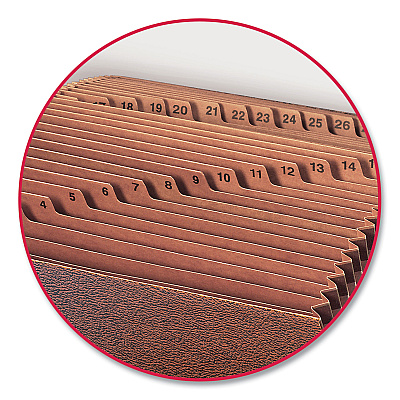 Smead TUFF Expanding Open-Top Stadium File, 31 Sections, 1/31-Cut Tabs, Legal Size, Redrope (SMD70469)