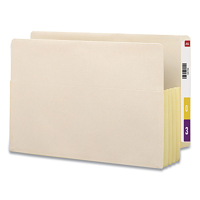 Smead Manila End Tab File Pockets with Tear Resistant Gussets, 3.5" Expansion, Legal Size, Manila, 10/Box (SMD76164)