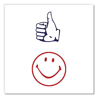 ACCUSTAMP Dual Message Pre-Inked Round Stamp, Smiley Face/Thumbs-Up, 0.63" dia, Red/Blue (COS032934)