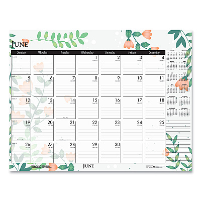 House of Doolittle Recycled Desk Pad Calendar, Wild Flowers Artwork, 18.5 x 13, White Sheets, Black Binding/Corners,12-Month (Jan-Dec): 2026 (1976)