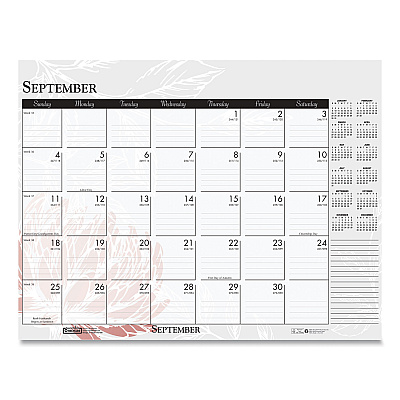 House of Doolittle Recycled Desk Pad Calendar, Wild Flowers Artwork, 18.5 x 13, White Sheets, Black Binding/Corners,12-Month (Jan-Dec): 2026 (1976)