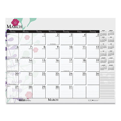 House of Doolittle Recycled Desk Pad Calendar, Wild Flowers Artwork, 18.5 x 13, White Sheets, Black Binding/Corners,12-Month (Jan-Dec): 2026 (1976)