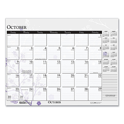 House of Doolittle Recycled Desk Pad Calendar, Wild Flowers Artwork, 18.5 x 13, White Sheets, Black Binding/Corners,12-Month (Jan-Dec): 2026 (1976)