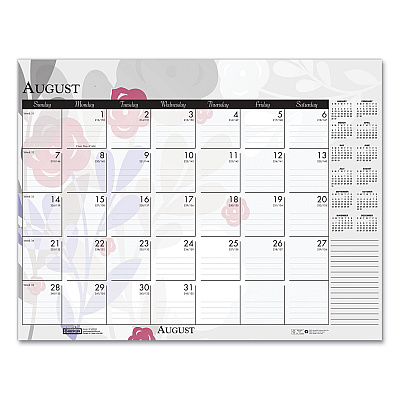 House of Doolittle Recycled Desk Pad Calendar, Wild Flowers Artwork, 18.5 x 13, White Sheets, Black Binding/Corners,12-Month (Jan-Dec): 2026 (1976)