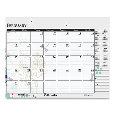 House of Doolittle Recycled Desk Pad Calendar, Wild Flowers Artwork, 18.5 x 13, White Sheets, Black Binding/Corners,12-Month (Jan-Dec): 2026 (1976)