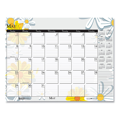 House of Doolittle Recycled Desk Pad Calendar, Wild Flowers Artwork, 18.5 x 13, White Sheets, Black Binding/Corners,12-Month (Jan-Dec): 2026 (1976)