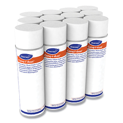 Diversey Conq-r-Dust Dust Mop/Dust Cloth Treatment, Amine Scent, 17 oz Aerosol Spray, 12/Carton (DVO904751)