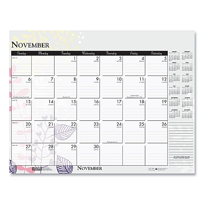House of Doolittle Recycled Desk Pad Calendar, Wild Flowers Artwork, 18.5 x 13, White Sheets, Black Binding/Corners,12-Month (Jan-Dec): 2026 (1976)