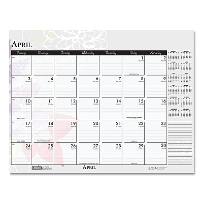 House of Doolittle Recycled Desk Pad Calendar, Wild Flowers Artwork, 18.5 x 13, White Sheets, Black Binding/Corners,12-Month (Jan-Dec): 2026 (1976)
