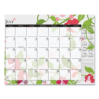 House of Doolittle Recycled Desk Pad Calendar, Wild Flowers Artwork, 18.5 x 13, White Sheets, Black Binding/Corners,12-Month (Jan-Dec): 2026 (1976)