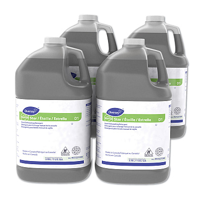 Diversey Suma Star D1 Hand Dishwashing Detergent, Unscented, 1 gal Bottle, 4/Carton (DVO957227280)