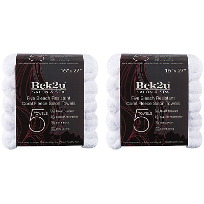 Bck2u Coral Fleece Salon Towel 16x27 White, Pack Of 10 (PNP915117WH)
