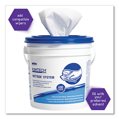 WypAll WetTask Customizable Wet Wiping System Bucket, White/Blue, 4/Carton (KCC51677)
