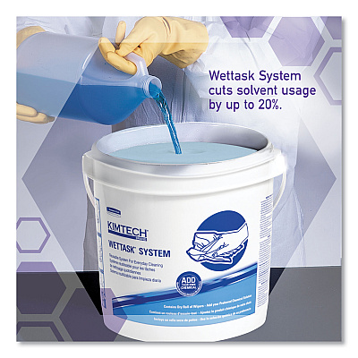 WypAll WetTask Customizable Wet Wiping System Bucket, White/Blue, 4/Carton (KCC51677)