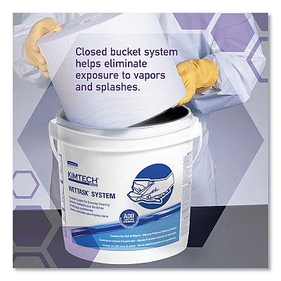 WypAll WetTask Customizable Wet Wiping System Bucket, White/Blue, 4/Carton (KCC51677)