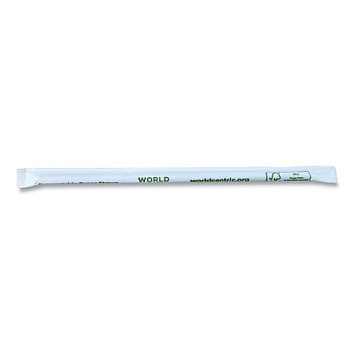 World Centric Sustainable Kraft Paper Straws, Wrapped, 8", Natural, 6,000/Carton (WORSTPA8WK)