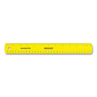 Westcott Non-Shatter Flexible Ruler, Standard/Metric, 12" (30 cm) Long, Plastic, Assorted Translucent Colors, 12/Box (ACM17721)