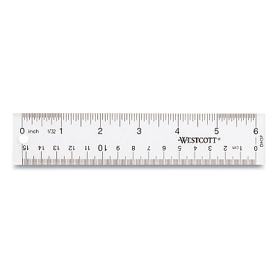 Westcott Clear Flexible Acrylic Ruler, Standard/Metric, 6" (15 cm) Long, Clear, 12/Box (ACM17723)