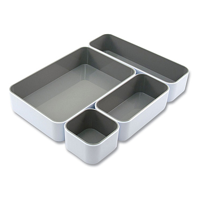 Advantus Fusion Stacking Bins, 4 Compartments, Plastic, 12.1 x 9.1 x 2.2, White/Gray, 4 Pieces (AVT37592)
