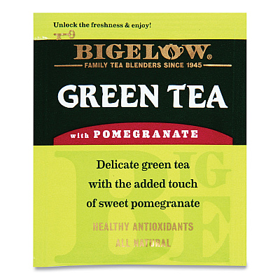 Bigelow Green Tea with Pomegranate, 0.07 oz Tea Bag, 28/Box (BTCRCB10363)