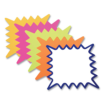 COSCO Write-On Do It Yourself Sign, Rectangular Burst, Die-Cut Paper, 10.13 x 6.38, Assorted Fluorescent Colors, 36/Pack (COS090251)