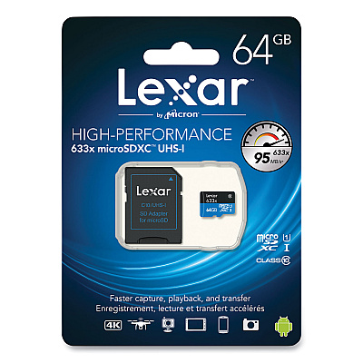 Lexar microSDXC Memory Card, UHS-I U1 Class 10, 64 GB (LXRMI64GBBNL633)