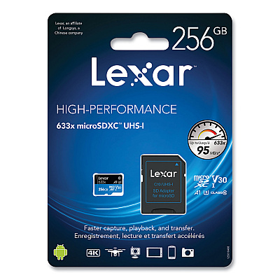 Lexar microSDXC Memory Card, UHS-I U1 Class 10, 256 GB (LXRMI256BBNL633)