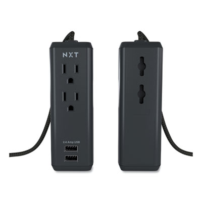 NXT Technologies Indoor Extension Cord with USB Ports, 8 ft, 12 A, Black (NXT24399998)