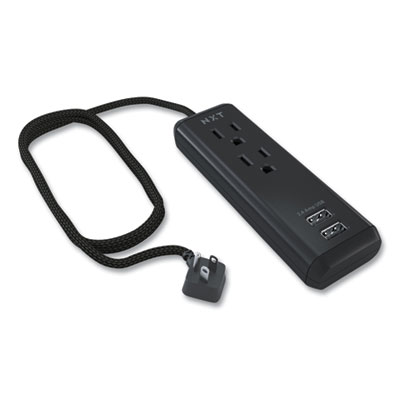 NXT Technologies Indoor Extension Cord with USB Ports, 8 ft, 12 A, Black (NXT24399998)
