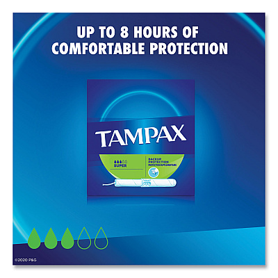 Tampax Cardboard Applicator Tampons, Super, 10/Box (PGC31409)