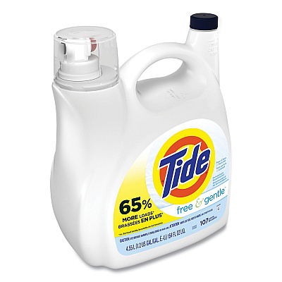 Tide Free and Gentle Liquid Laundry Detergent, 107 Loads, 154 oz Pump Bottle (PGC57471)