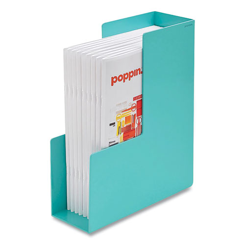 Poppin Plastic Magazine Box, 3.75 x 9.75 x 12.25, Aqua (101283)