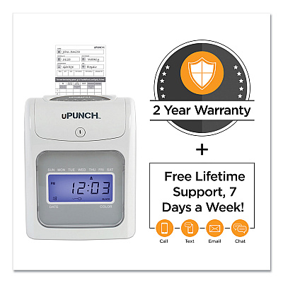 uPunch HN2500 Electronic Calculating Time Clock Bundle, LCD Display, Beige/Gray