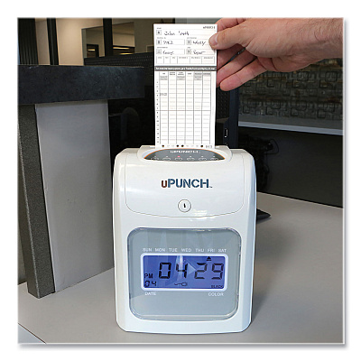 uPunch HN2500 Electronic Calculating Time Clock Bundle, LCD Display, Beige/Gray