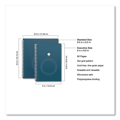Rocketbook Wave Smart Reusable Notebook, Dotted Rule, Blue Cover, (40) 8.9 x 6 Sheets (WAVEKA)