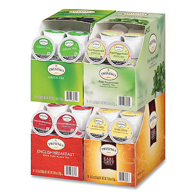 TWININGS Tea K-Cups, Assorted, 0.11 oz K-Cups, 24/Box, 4 Boxes/Carton (TWG54192)