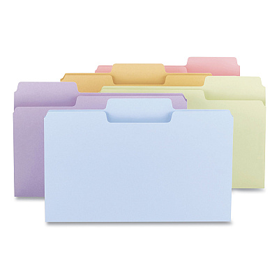 Smead SuperTab Colored File Folders, 1/3-Cut Tabs: Assorted, Legal Size, 0.75" Expansion, 11-pt Stock, Pastel Assortment, 100/Box (SMD11962)