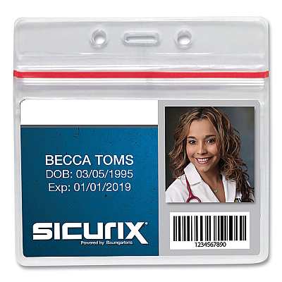 SICURIX Sealable Cardholder, Horizontal, 3.75 x 2.62, Clear, 50/Pack (SRXBAU47830)