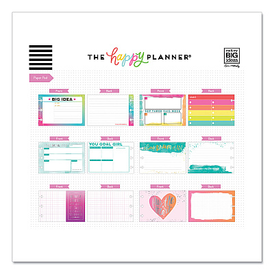The Happy Planner Productivity Multi Accessory Pack, 20 Double-Sided Pre-Punched Cards, 20 Half-Sheet Stickers, 3 Sticky Note Pads (THLPLMP02)