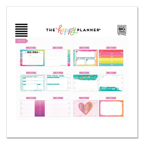 The Happy Planner Productivity Multi Accessory Pack, 20 Double-Sided Pre-Punched Cards, 20 Half-Sheet Stickers, 3 Sticky Note Pads (PLMP02)
